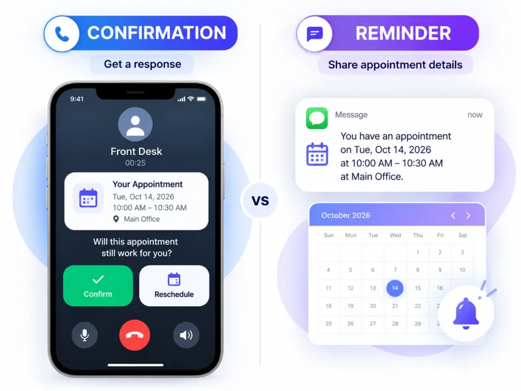 Confirmation vs Reminder UI Comparison