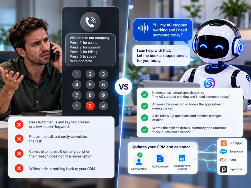 Traditional IVR vs AI Voice CRM Agent